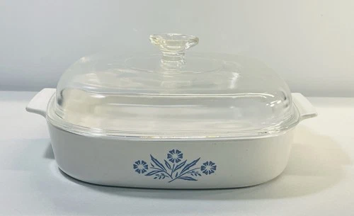 Vintage Corning Ware Blue Cornflower A-10-B 10x10x2 Casserole Dish Pyrex Lid