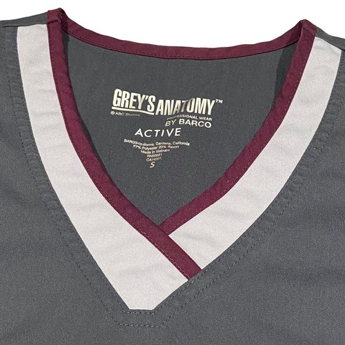 Grey's Anatomy Scrub Top Women's Size S V-Neck Active Gray - Picture 3 of 5