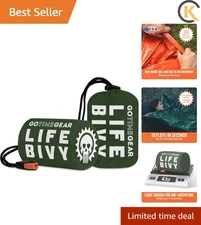 Ultra-Lightweight Life Bivy Emergency Thermal Bag - 90% Heat Reflection, 2 Pack