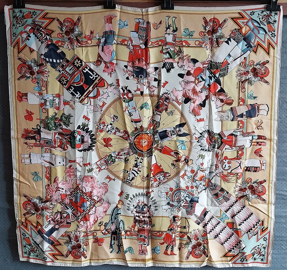 Foulard HERMÈS Manège En Soie - Vintage - Design Philippe Ledoux - Vert