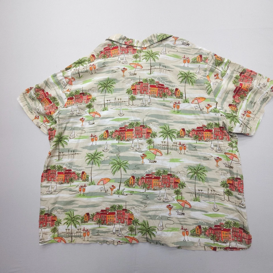 Erika Button Up Top Blouse Womens Plus 4X Tropical Print Hawaiian Caribbean - Image 2 of 4