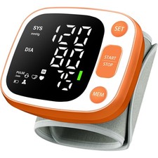 Blood Pressure Monitor Rechargeable Wrist with LED Backlit Display - Voice