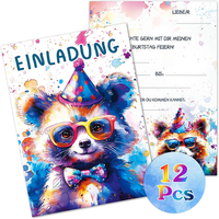 12X Einladungskarten Kindergeburtstag MäDchen & Jungen Geburtstagseinladungen Ni