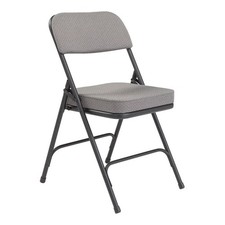 NPS 3200 Series 32" Fabric Upholstered Folding Chair in Charcoal Gray (Set of 2)