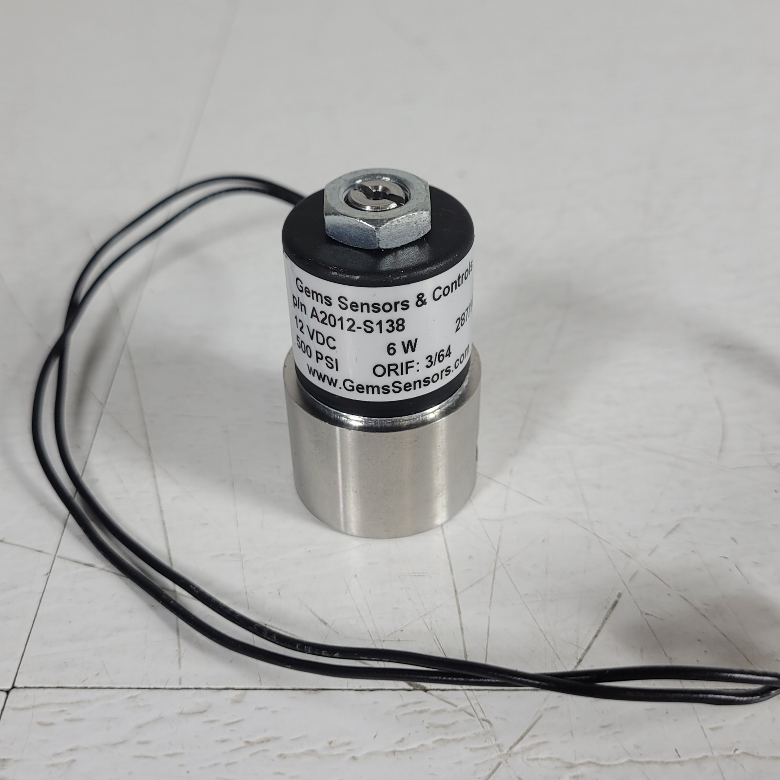 Gems Sensors & Controls A2012-S138 Miniature Solenoid Valve 500PSI 12VDC 6W