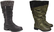 MUK LUKS WOMEN'S BRIDGET BIANCA RIDING FASHION WINTER BOOTS BLACK, DARK GREEN