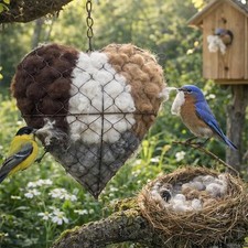 Handmade Fiber Bird Nesting Heart, Birds Nests Material Holder, Hummingbird Nest