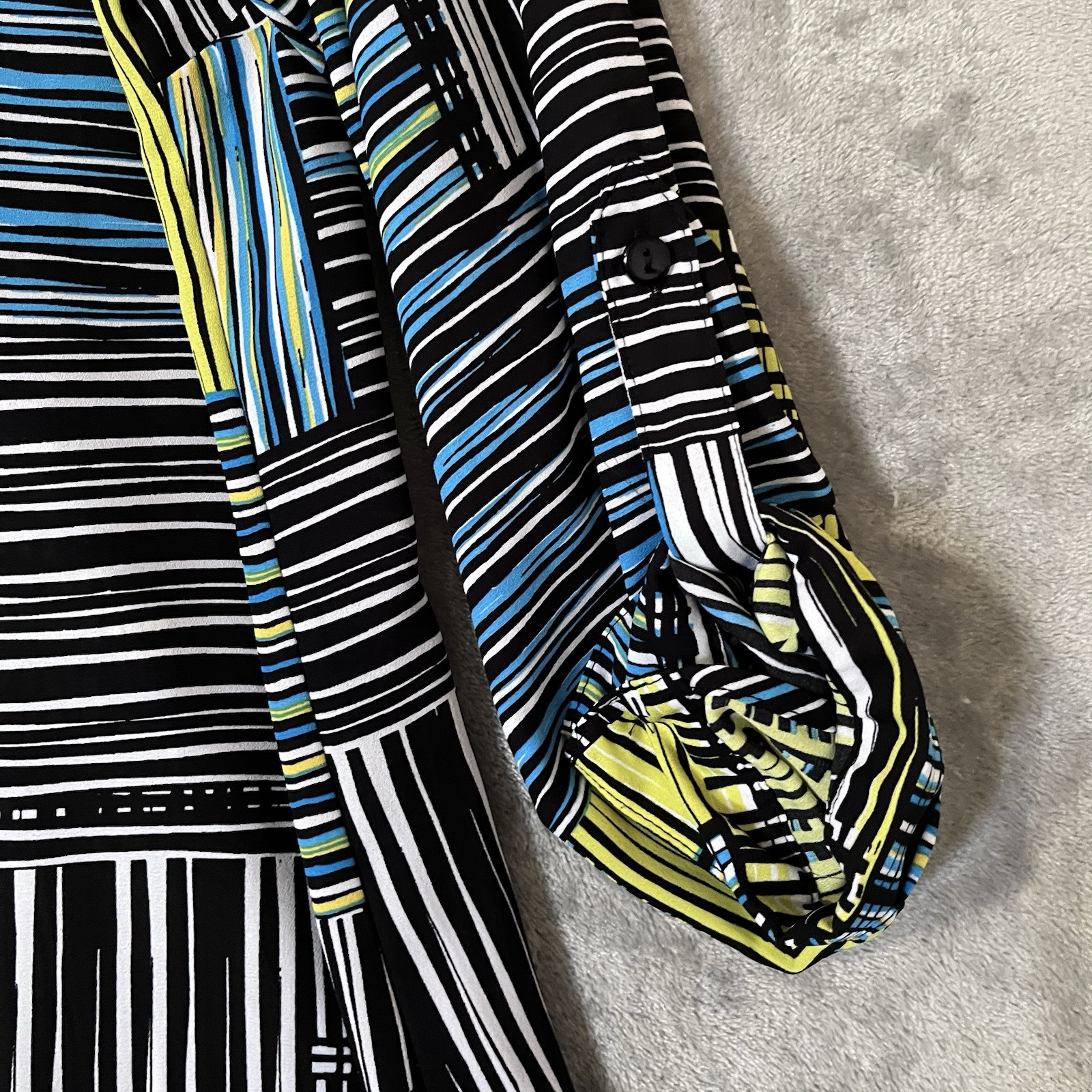 Relativity Button Front Blouse Patchwork Abstract… - image 7