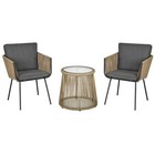 3pc Wicker Patio Bistro Set Rattan Outdoor Furniture Chairs Table Cushions Grey