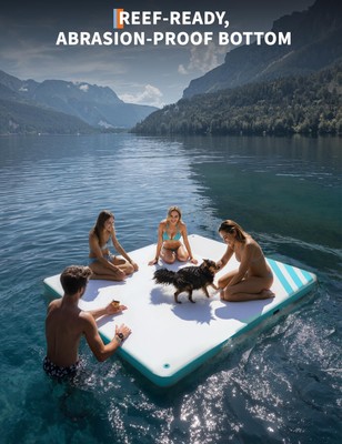 Inflatable Floating Dock ,10/8/6 FT Floating Water Platform Island Dock w/Ladder