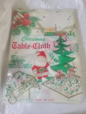 Vtg Oval Christmas Tablecloth Maytex Milling 52x70 1982 Textured Bells Pine Cone
