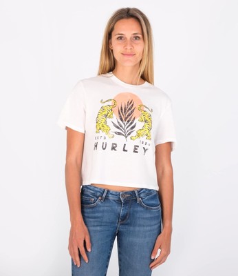 Hurley Damen Le Tigre Cropped Crew T-Shirt Marshmallow/Sulphur XS