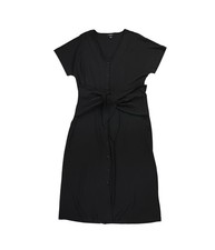 Alfani Womens Button Front Maxi Dress, Black, Large
