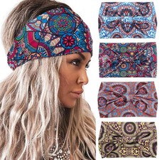 Diademas anchas bohemias para mujer, diadema anudada de moda para yoga