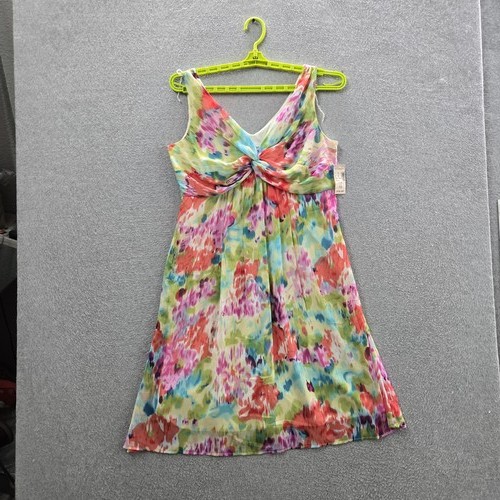 Dressbarn Women Dress 10 Multicolor Floral Fit & Flare Chiffon Romantic NWT