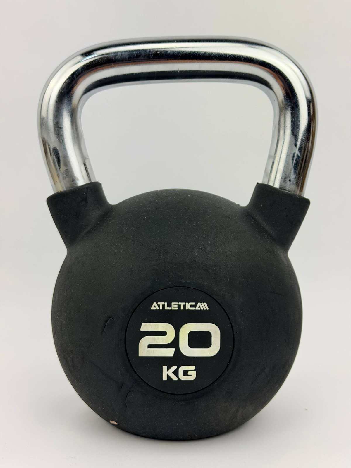 Atletica Kettlebell 20 kg bola mancuerna negra con mango cromado fitness