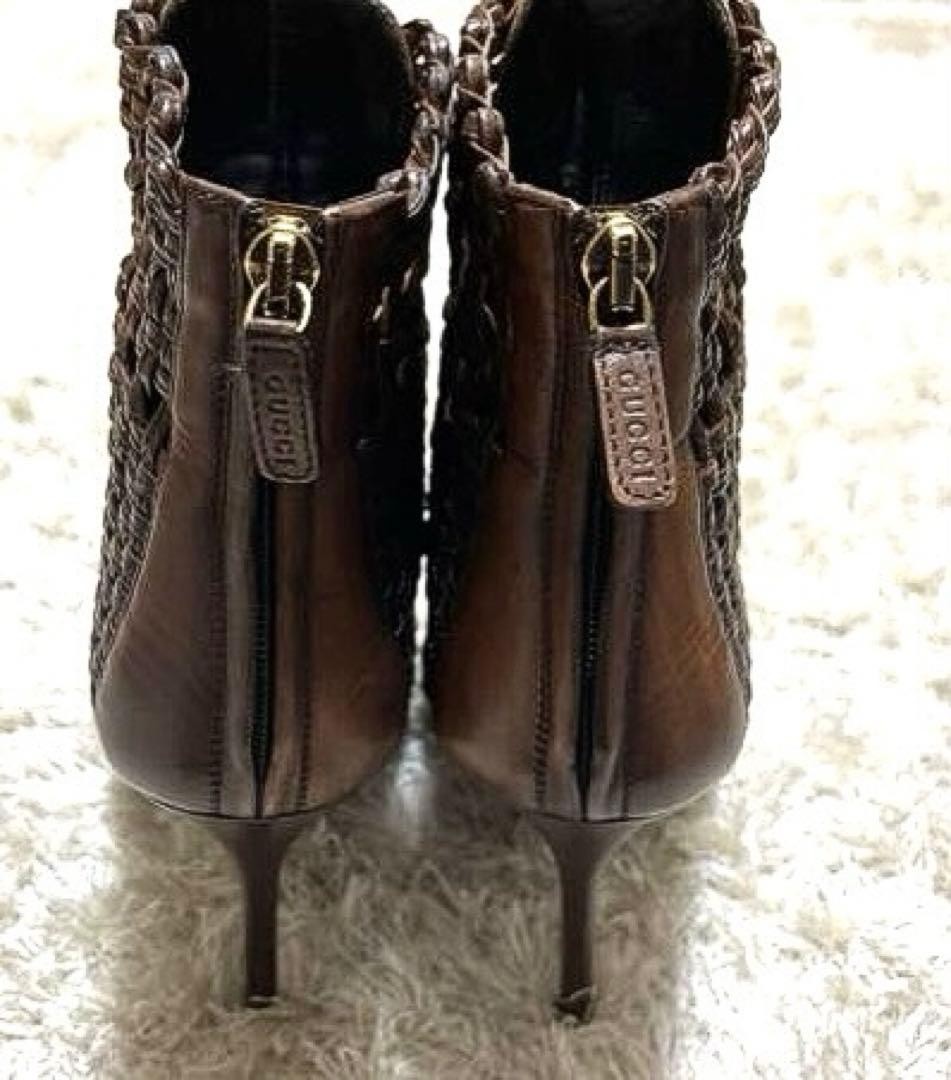 GUCCI Boots Heel Leather Dark Brown EU35.5/US5.5 107355c thumbnail 13