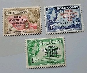3 GHANA/Gold Coast Postage Stamps. Overstamp Independence March 6, 1957. Royalty