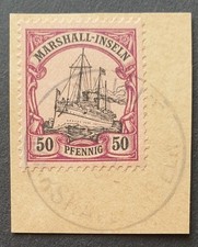 Deutsche Kolonie Marshall-Inseln MiNr. 20 auf Briefst&uuml;ck (A 253)