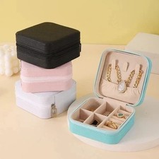Mini Travel Jewellery Box PU Leather Jewellery Organizer Case Ring Earring Stora