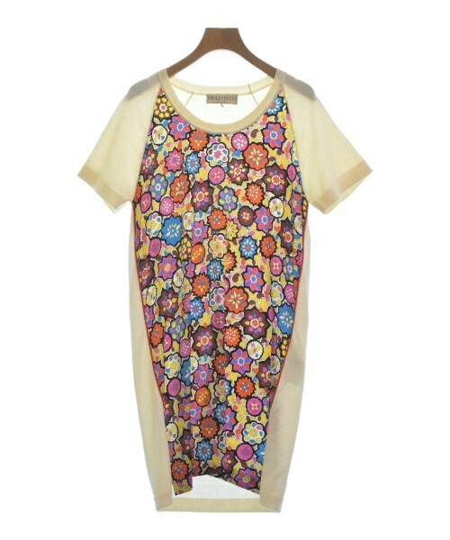 Emilio Pucci Womens Floral Silk Blend Shirt Dress Cream Yellow Pink Short Sleeve
