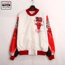 Used 90S Usa Made Nba Vintage Chalk Line Chicago Bulls Jordan Nylon Stadium Jack