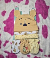 Newborn 6-Set Winnie the Pooh Baby Cap Mitten Set - New