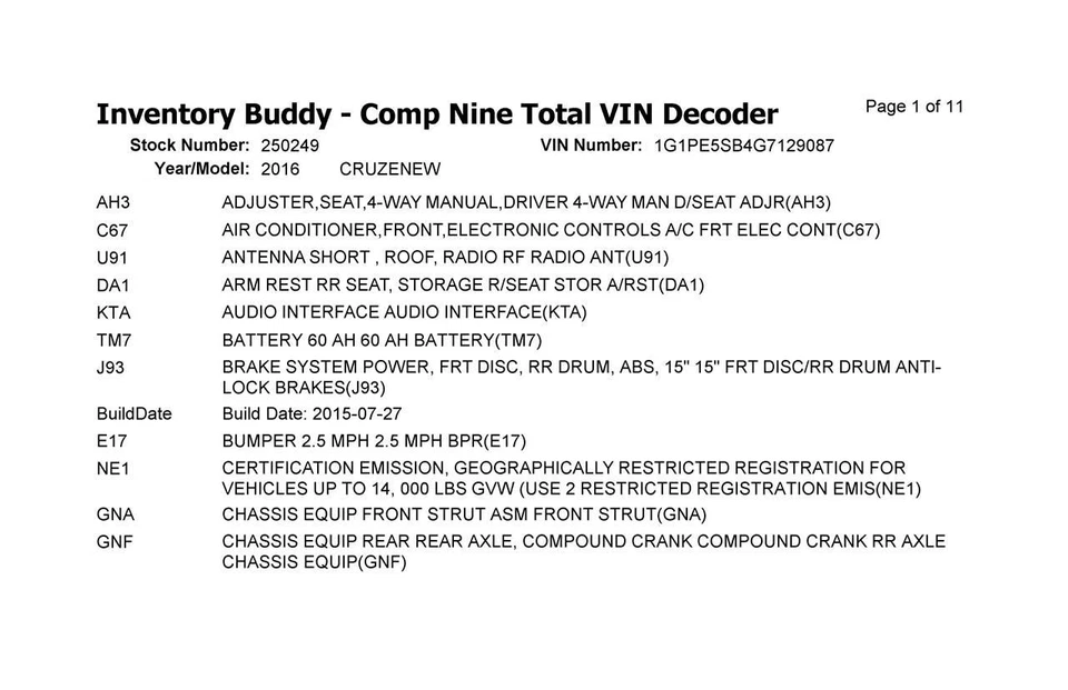 Passenger Headlight Halogen Opt T3S Fits 16-19 CRUZE 2706788 Foto 4 de 4