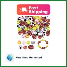 70 pcs Sports Beads Acrylic Basketball Baseball Volleyball Football Tennis So...