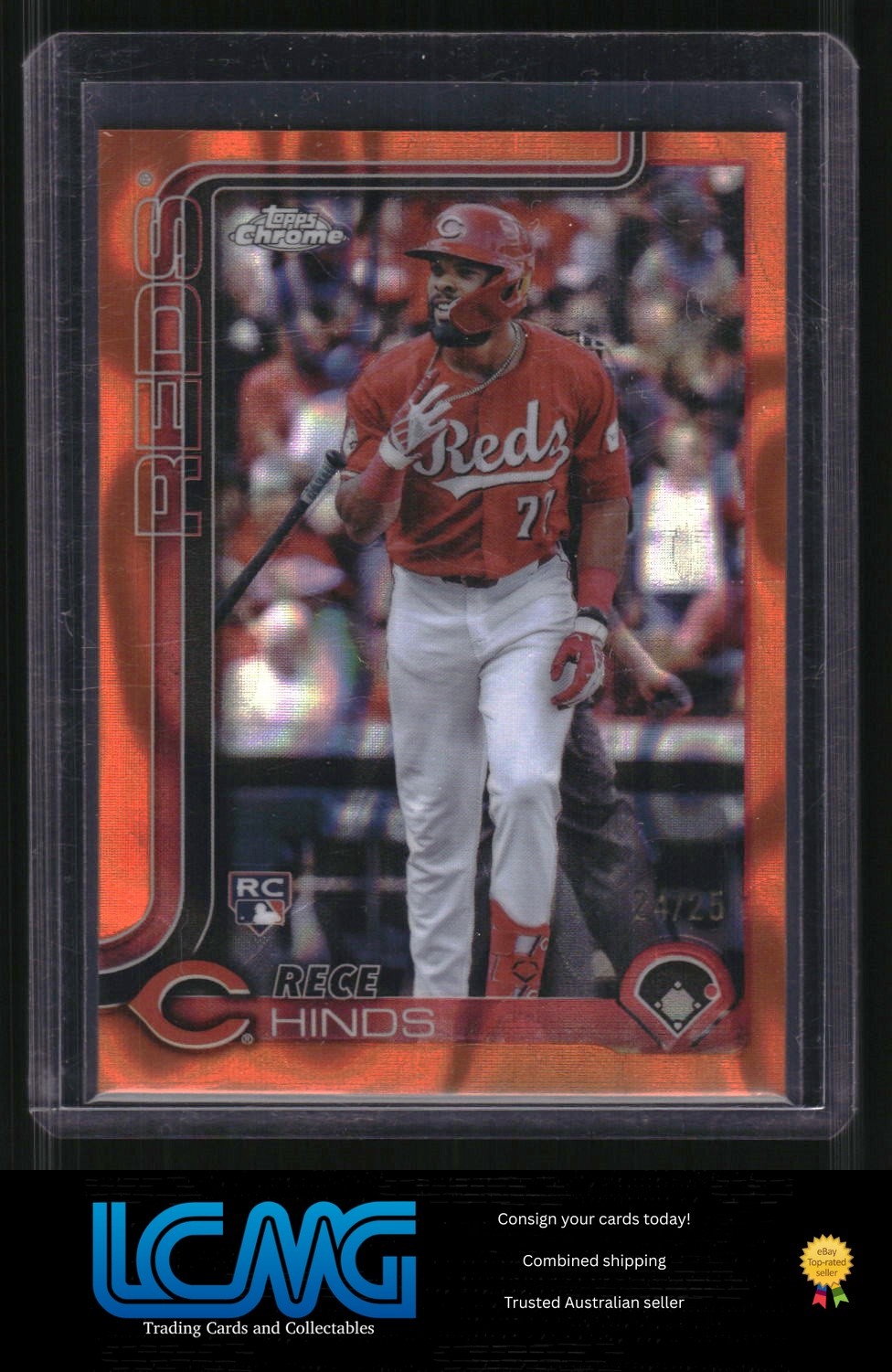 2025 Topps Chrome #253 Rece Hinds Orange Lava Refractors #/25