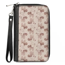 Women's PU Zip Around Wallet Rectangle-Minnie Mouse, 7.5"x4.5"