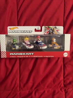 Mattel Hot Wheels Mario Kart 4 Pack Die-Cast - Mario, Bowser, Luigi, Black Yoshi