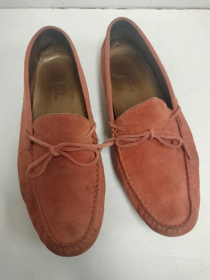 Polo Ralph Lauren Hombre Sin Cordones Naranja Gamuza Borlas Zapatos 11.5 Hecho en España Foto 2 de 4