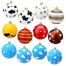12 Pcs 3.15 Inch Christmas Ball Ornaments Plastic Ball Ornaments Cartoon