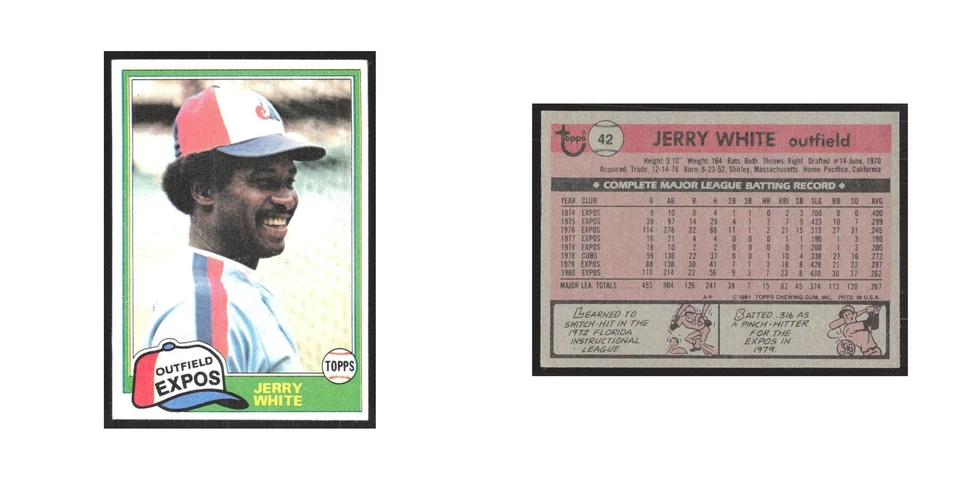 1981 Topps Jerry White Montreal Expos #42 - Image 3 of 3