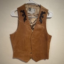 Scully Leatherwear Men's Brown Leather Lizard Skin Accent Western Vest Size 38