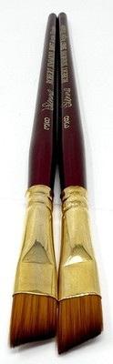 Lot of 2 Robert Simmons Sienna Prof Paint Brush SN57 Size 3/8 Angle Shader Short