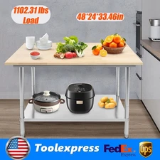 Oak Wood Top Work Table Workbench Work Table with Undershelf 500kg Load Capacity