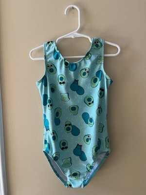 Destira Gymnastics Leotard children's medium with hair tie cute avo-cat-o print