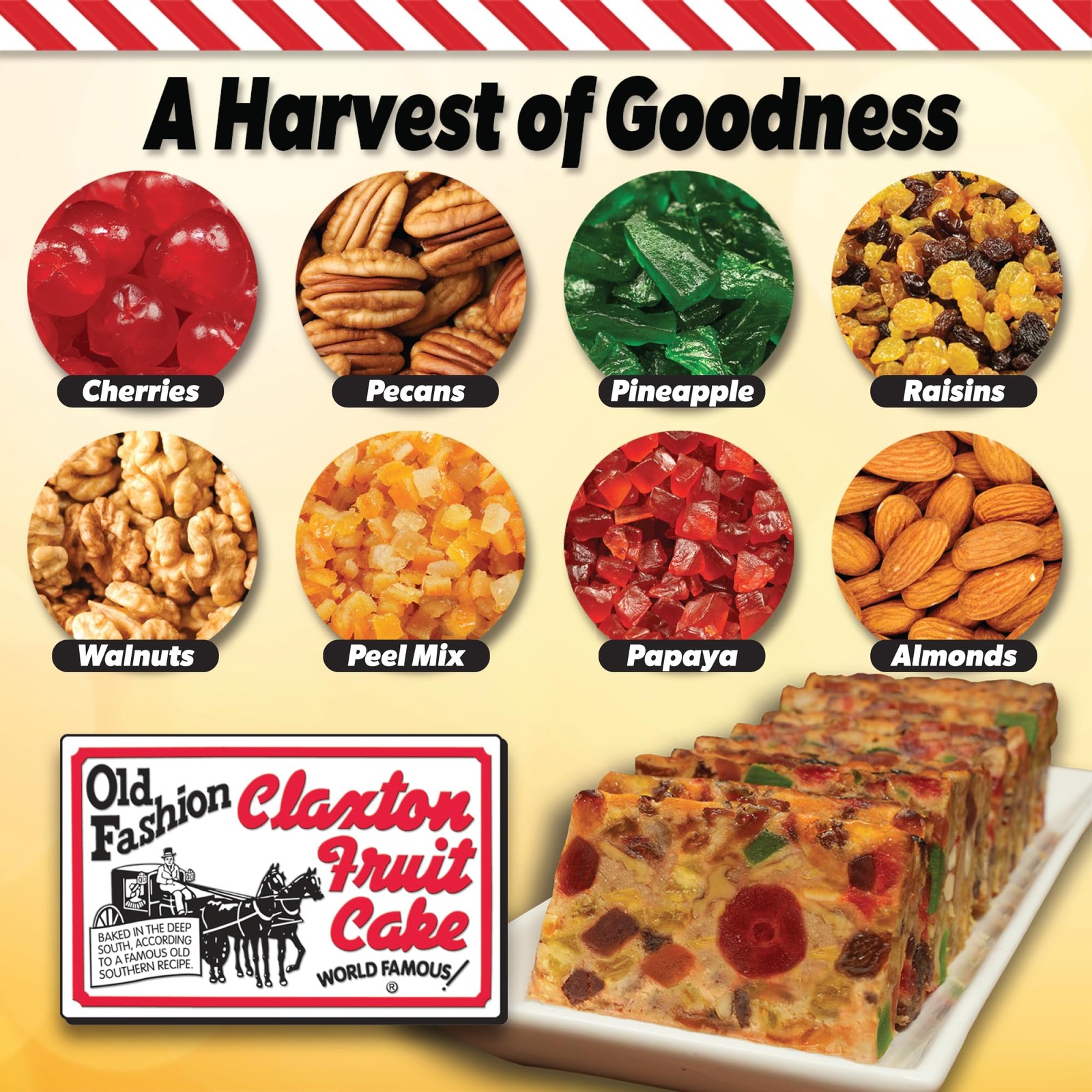 Claxton Fruit Cake – 3-1 Lb. Regular Recipe | Old Fashioned Holiday Fruitcake...