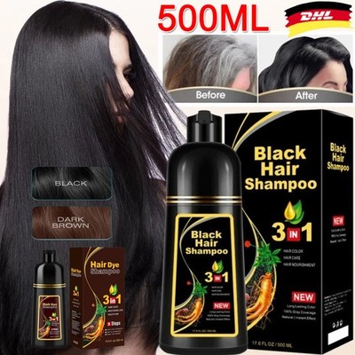 3in1 Shampoo Black/Dunkelbraun Hair dye Haarfärbeshampoo für Männer&Frauen 500ml