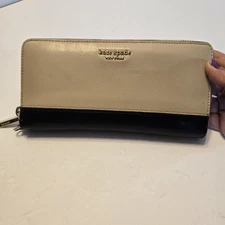 Kate Spade Medium Toasted Hazelnut Color Block Leather Ladies Wallet