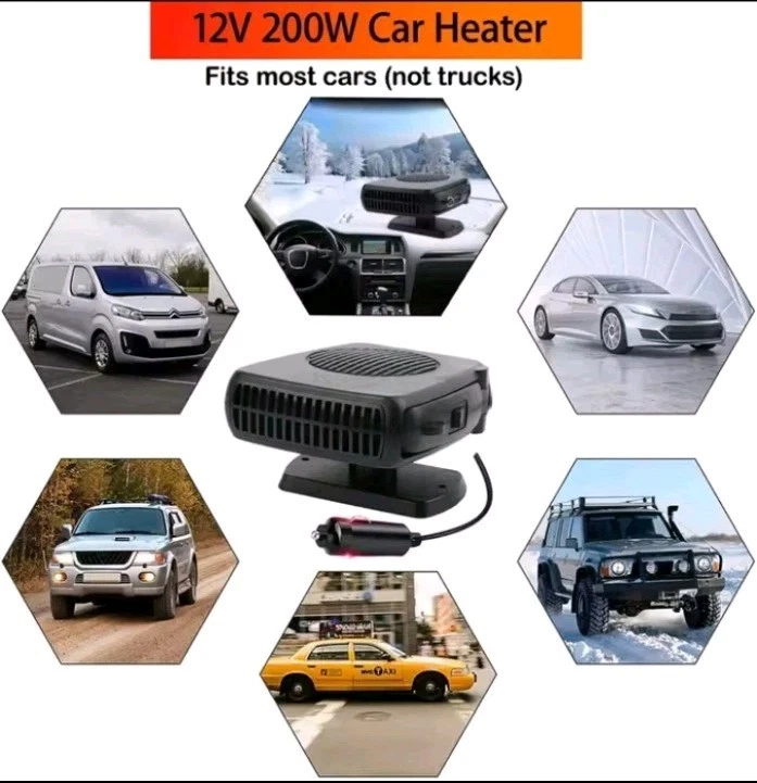RISCALDATORE TERMOVENTILATORE AUTO SCALDINO SBRINATORE 12V STUFA FURGONE 200W - Immagine 4 di 4