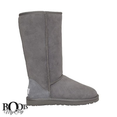 UGG CLASSIC TALL GREY SUEDE SHEEPSKIN WINTER BOOTS