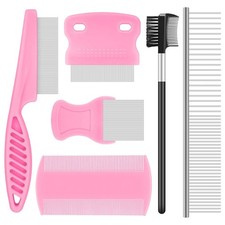 6-Pack Flea Comb for Dogs and Cats, Fine  Wide Tooth Stainless Steel
