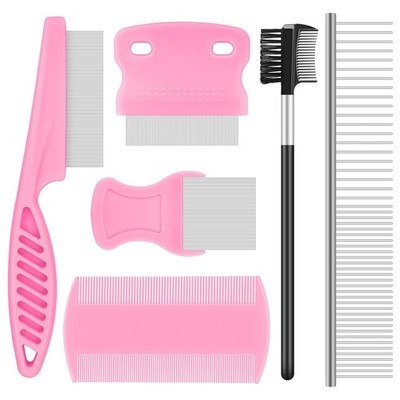 6-Pack Flea Comb for Dogs and Cats, Fine & Wide Tooth Stainless Steel