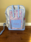 American Girl Floral Backpack Silver Blue Pink Purple Zip Outer Pockets — photo 1