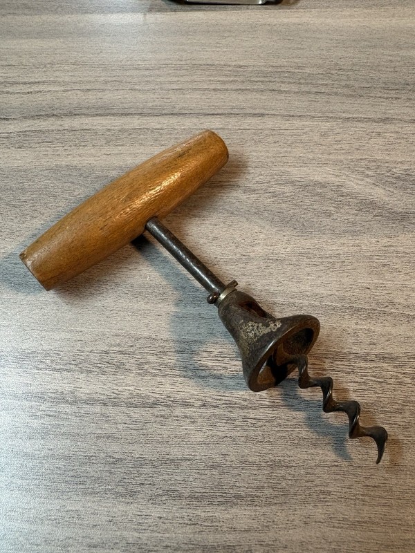Antique Wine Opener with Wooden Handle