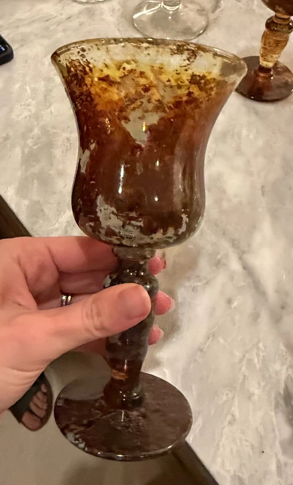 Conjunto de 14 - taças de vinho água vintage Nieman Marcus grande MOSS AGATE 6,5" - Imagem 2 de 2