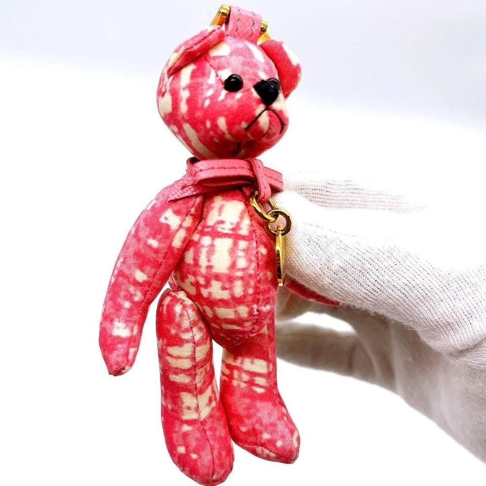 Raro ciondolo borsa portachiavi orsacchiotto rosa PRADA accessorio di lusso... - Immagine 4 di 4